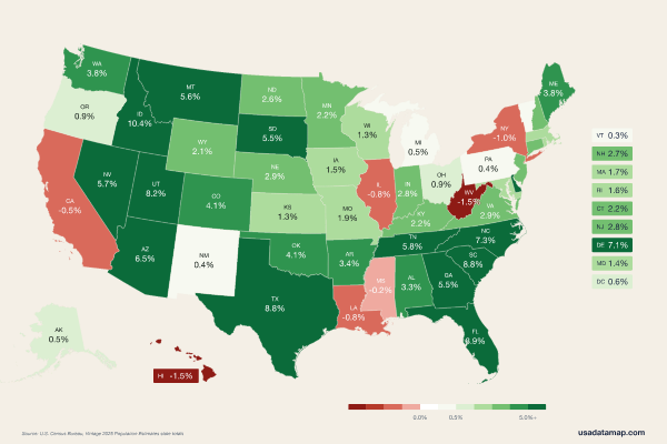 Map thumbnail: Where America is changing fastest