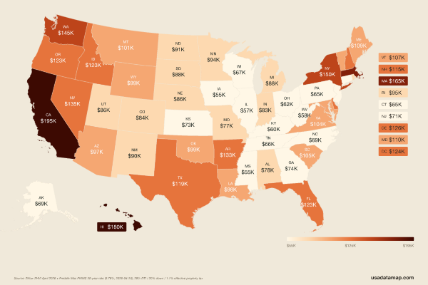 Map thumbnail: The salary you actually need to buy a starter home